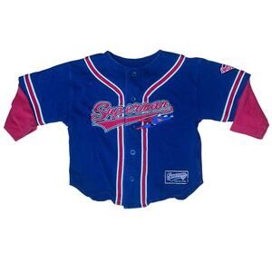 Superman Y2K vintage Embroidered Warner Bros. Baseball Jersey 2004 boys size 4